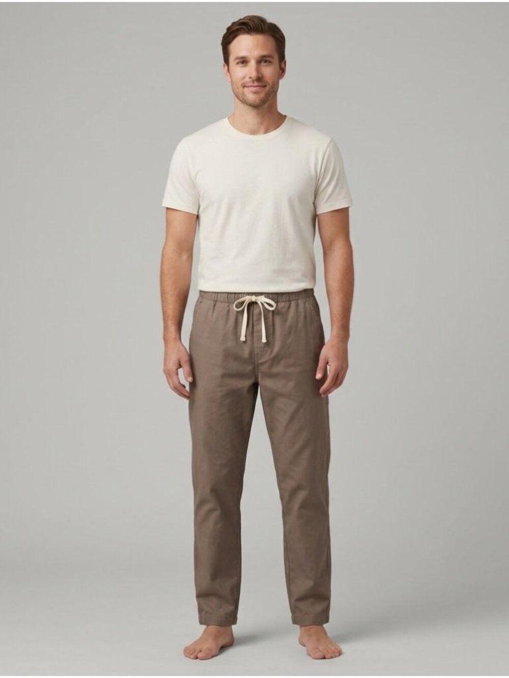 Mens Pact Organic Cotton Brown Elastic Waist Pants Size L